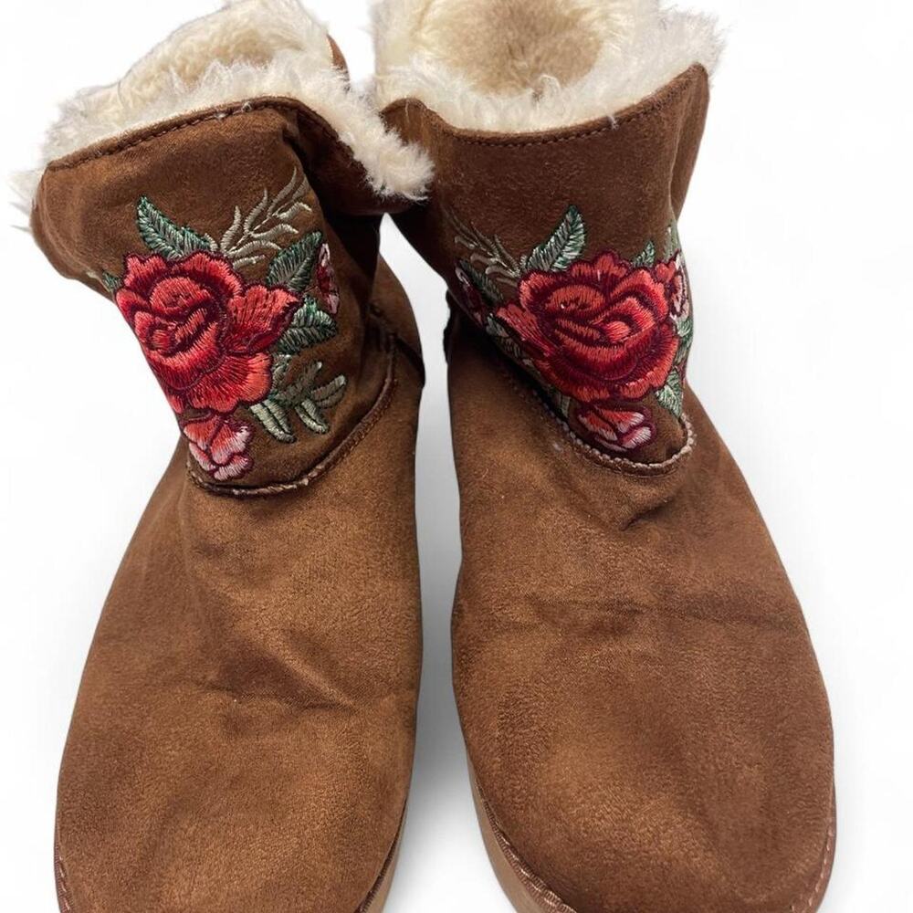 Brown suede ankle boots